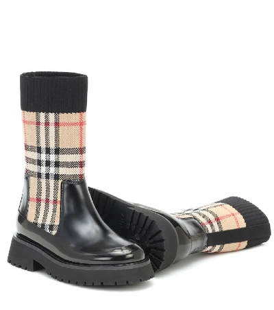 Shop Burberry Vintage Check Chelsea Boots In Black