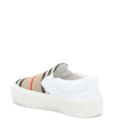 Shop Burberry Icon Stripe Sneakers In Beige