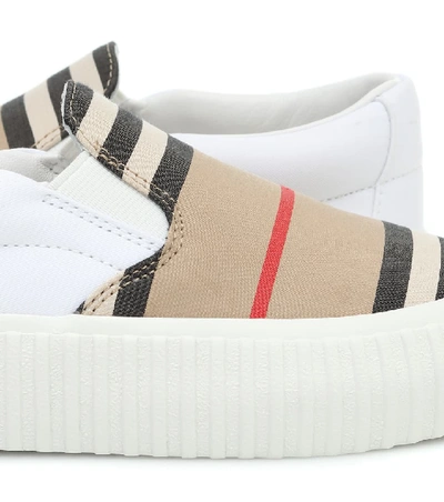 Shop Burberry Icon Stripe Sneakers In Beige