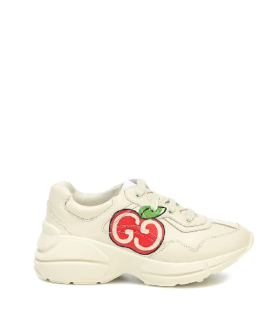 Shop Gucci Rhyton Leather Sneakers In White