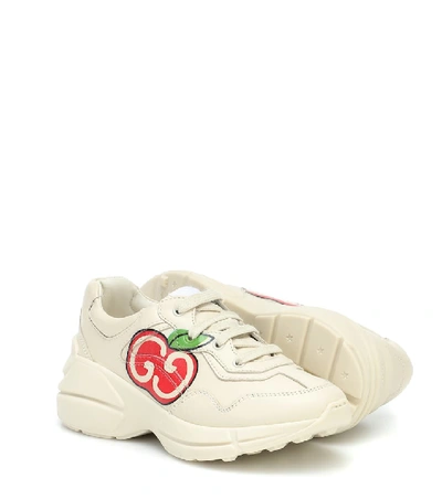 Shop Gucci Rhyton Leather Sneakers In White