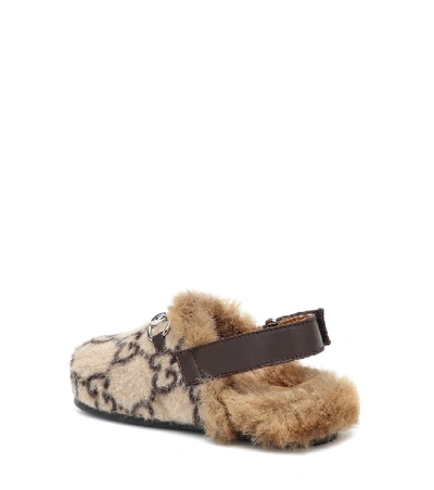 Shop Gucci Gg Wool-blend Slippers In Beige