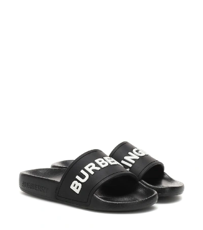 Shop Burberry Kingdom Slides In Black