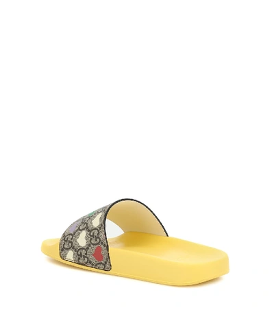 Shop Gucci Gg Heart Rubber Slides In Multicoloured