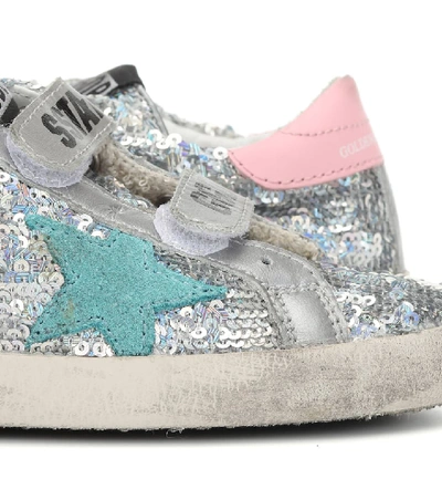 Shop Golden Goose Old School Sequined Sneakers In Silver