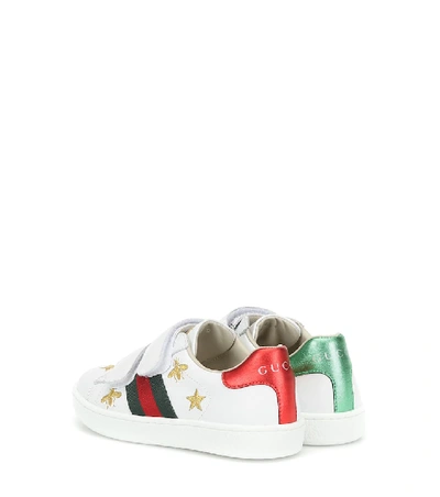 Shop Gucci Ace Embroidered Leather Sneakers In White