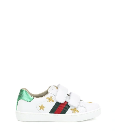 Shop Gucci Ace Embroidered Leather Sneakers In White