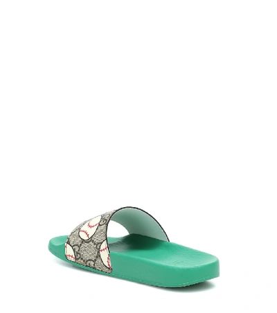 Shop Gucci Gg Coated-canvas Slides In Green