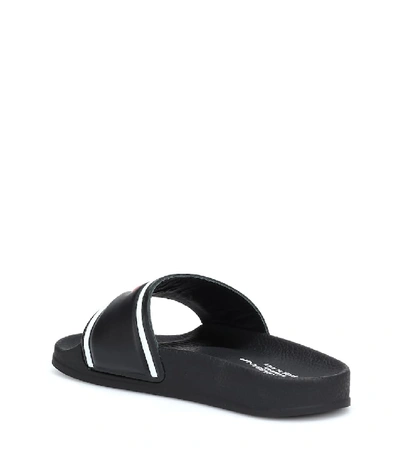 Shop Dolce & Gabbana Leather Slides In Black