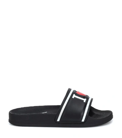 Shop Dolce & Gabbana Leather Slides In Black