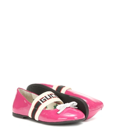 Shop Gucci Patent Leather Ballet Flats In Pink