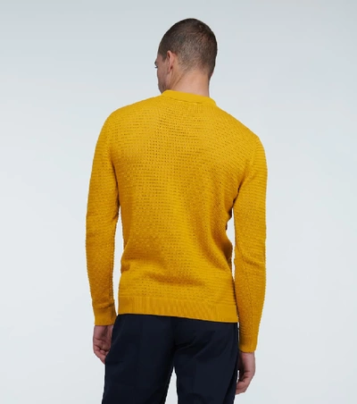 Shop Cmmn Swdn Curtis Crochet Knitted Polo Shirt In Yellow