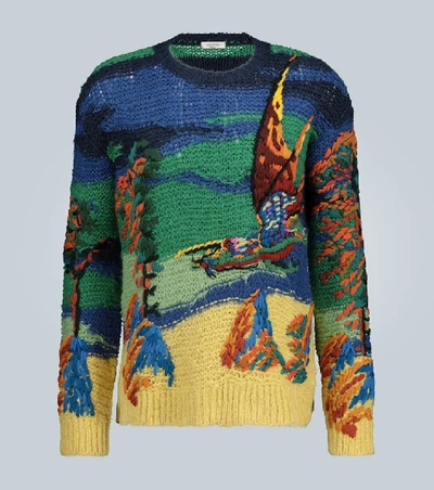 Shop Valentino Dragon At Dawn Knitted Sweater In Multicoloured