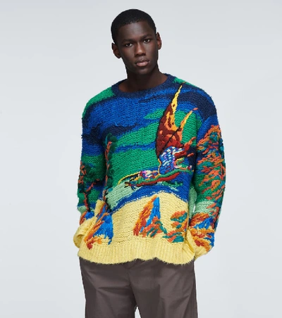 Shop Valentino Dragon At Dawn Knitted Sweater In Multicoloured
