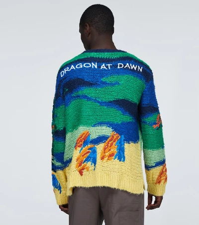 Shop Valentino Dragon At Dawn Knitted Sweater In Multicoloured