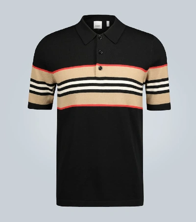 Shop Burberry Foxford Icon Striped Polo Shirt In Black