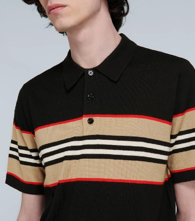 Shop Burberry Foxford Icon Striped Polo Shirt In Black