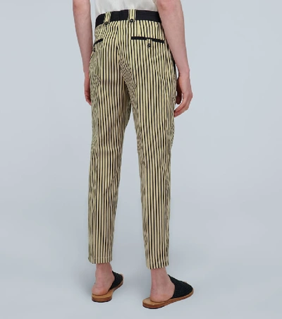 Shop Dolce & Gabbana Striped Cotton And Silk-blend Pants In Beige
