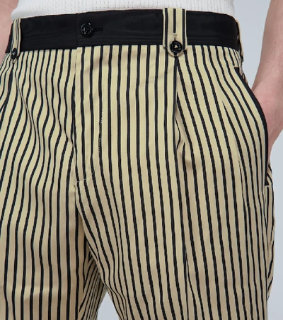 Shop Dolce & Gabbana Striped Cotton And Silk-blend Pants In Beige