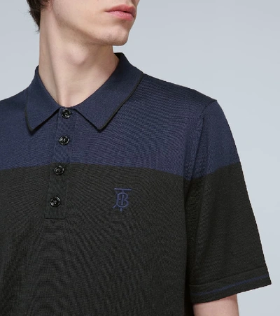 Shop Burberry Silk And Cashmere-blend Polo Shirt In Black