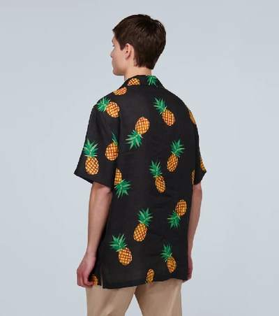 Shop Dolce & Gabbana Pineapple Printed Linen Shirt In Black