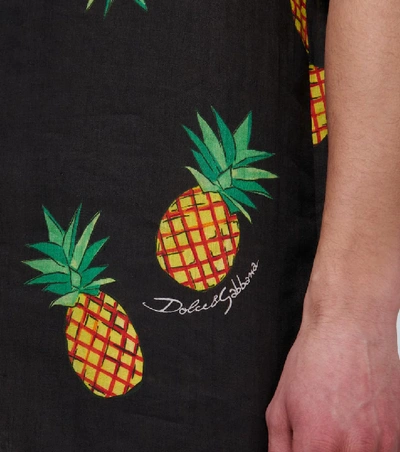 Shop Dolce & Gabbana Pineapple Printed Linen Shirt In Black