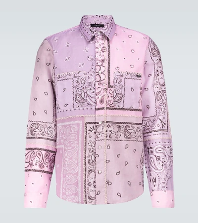 Shop Amiri Bandana Reconstructed Flannel Shirt In Purple