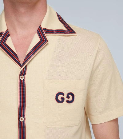 Shop Gucci Polo With Gg Embroidery In White