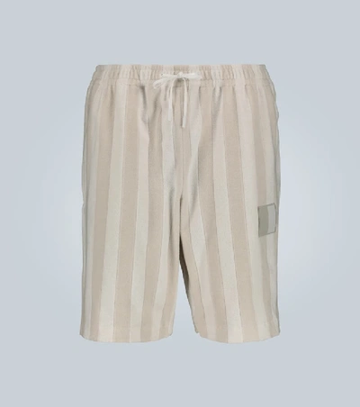 Shop Fendi Striped Toweling Shorts In Beige