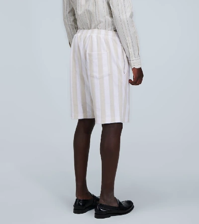 Shop Fendi Striped Toweling Shorts In Beige