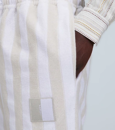 Shop Fendi Striped Toweling Shorts In Beige