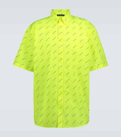 Shop Balenciaga Short-sleeved Logo Shirt In Yellow