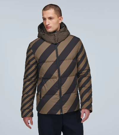 Shop Fendi Reversible Padded Jacket In Brown