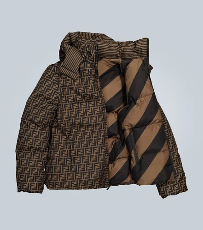 Shop Fendi Reversible Padded Jacket In Brown
