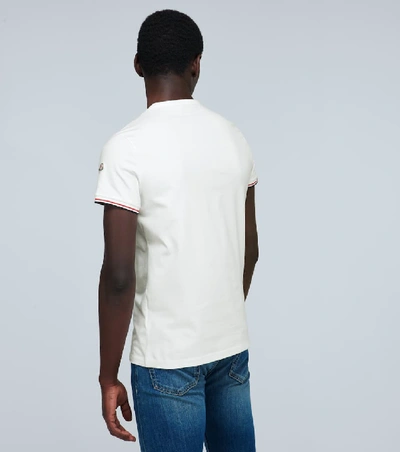 Shop Moncler Stretch-cotton Slim-fit T-shirt In White
