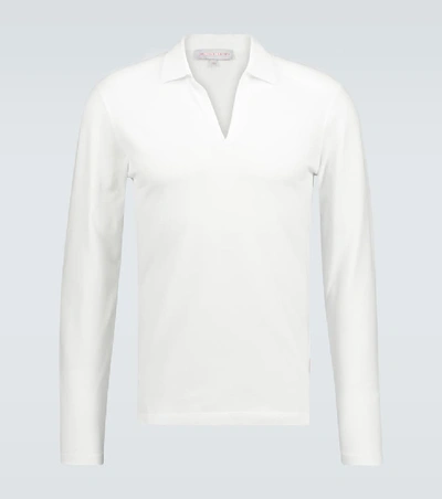 Shop Orlebar Brown Felix Long-sleeved Polo Shirt In White