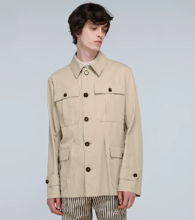 Shop Dolce & Gabbana Cotton Safari Jacket In Beige