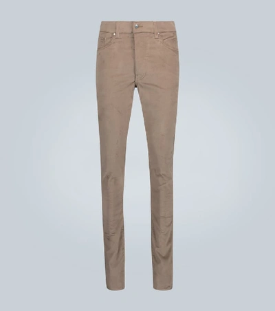 Shop Amiri Skinny-fit Velour Stack Pants In Beige