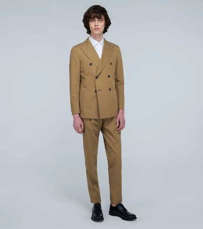 Shop Caruso Cotton And Linen-blend Suit In Green
