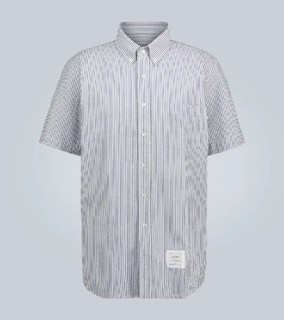 Shop Thom Browne Cotton Seersucker Shirt In Blue