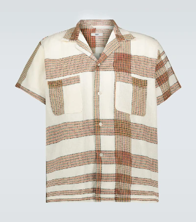 Shop Bode Plaid Linen Bowling Shirt In Multicoloured