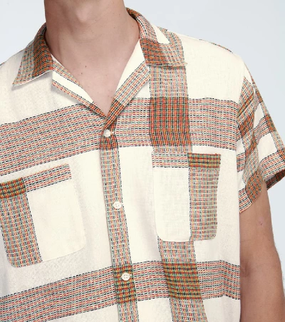 Shop Bode Plaid Linen Bowling Shirt In Multicoloured