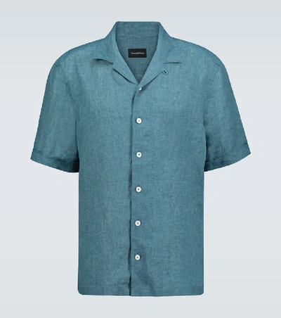 Shop Ermenegildo Zegna Short-sleeved Linen Shirt In Green