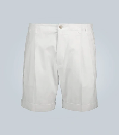 Shop Dolce & Gabbana Cotton Shorts With Pleated Front In White
