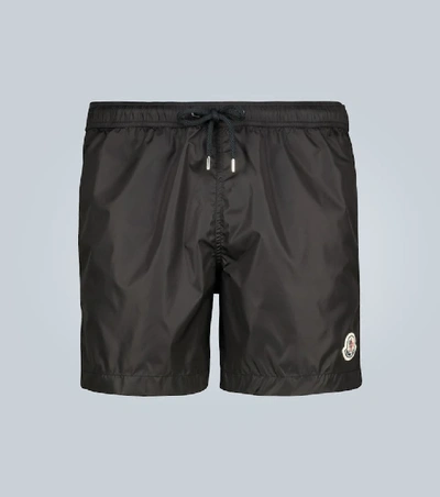Shop Moncler Swim Shorts With Logo In Black