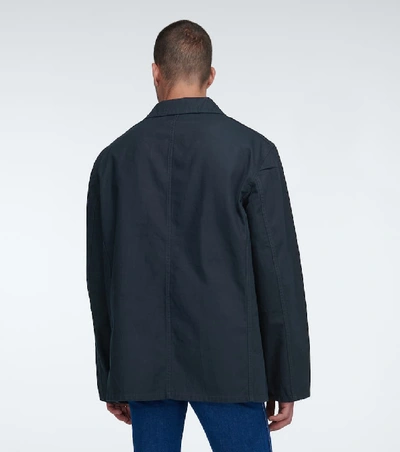 Shop Gucci Cotton Jacket With Cardboard Labels In Blue