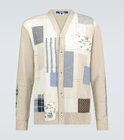 Shop Junya Watanabe Patchwork Cotton Cardigan In Neutrals