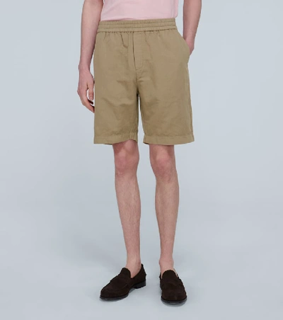 Shop Sunspel Drawstring Cotton-linen Shorts In Brown