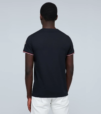 Shop Moncler Stretch-cotton Slim-fit T-shirt In Blue