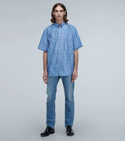 Shop Balenciaga Short-sleeved Logo Shirt In Multicoloured